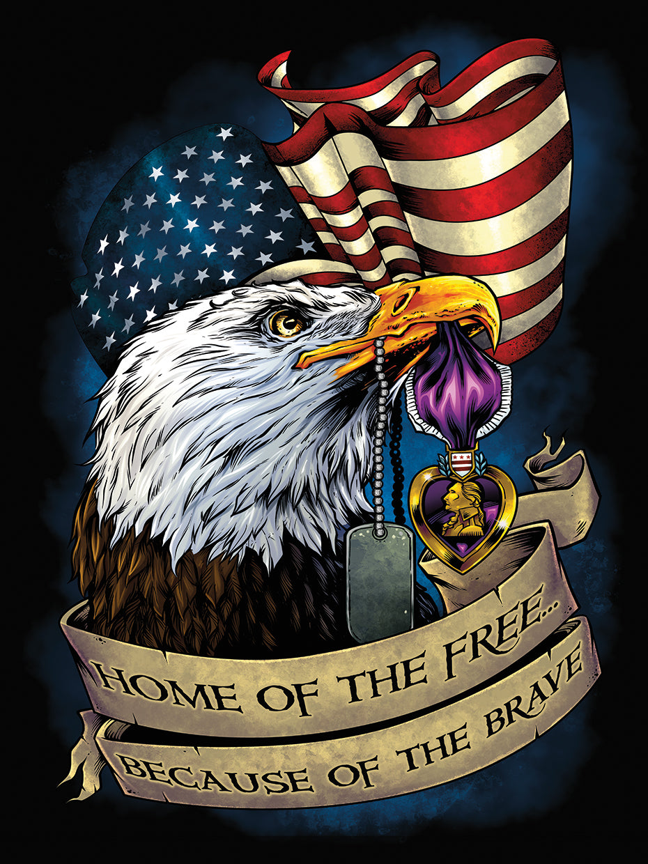 Purple Heart Eagle and Flag 01