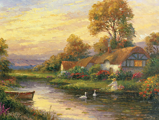 Lakeside Cottage Canvas Art