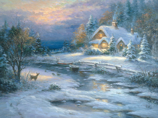 Winter Cottage Canvas Art