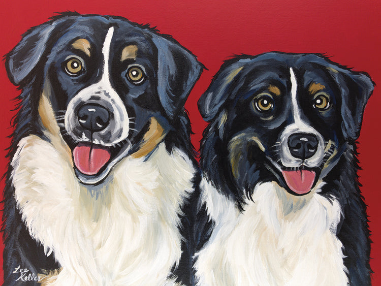 Border Collies 'Amigos' Lienzo