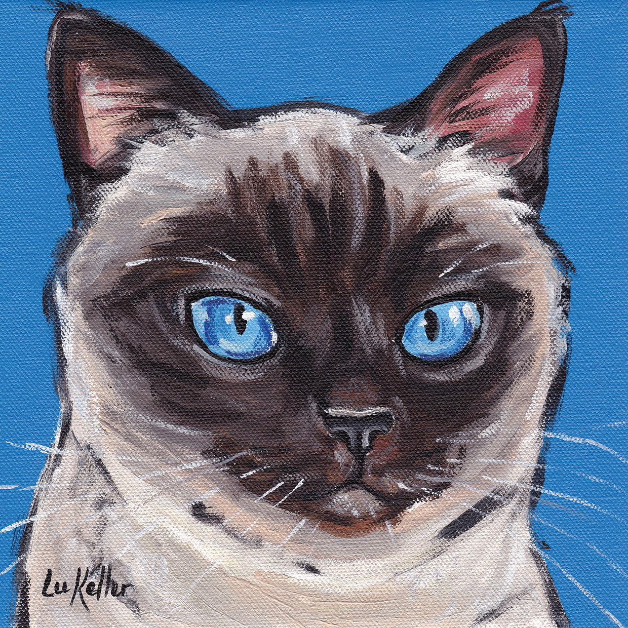 Gato siamés en azul Lienzo