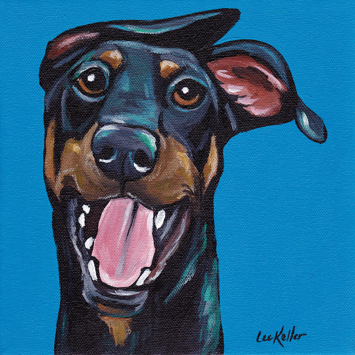 Doberman On Blue