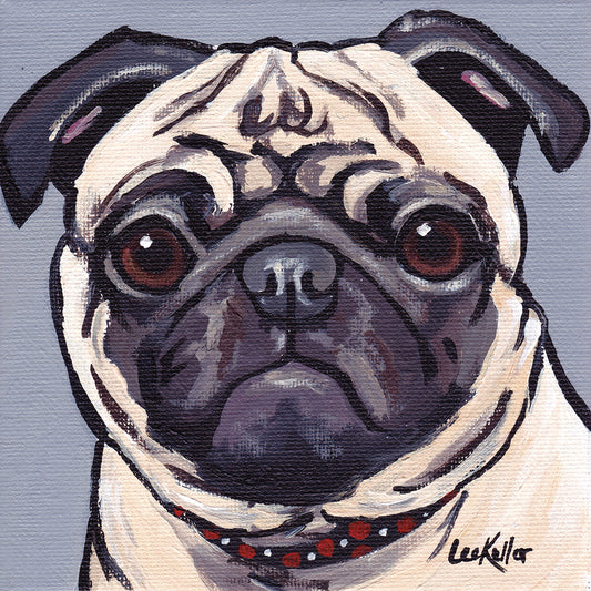Pug On Gray Canvas Print