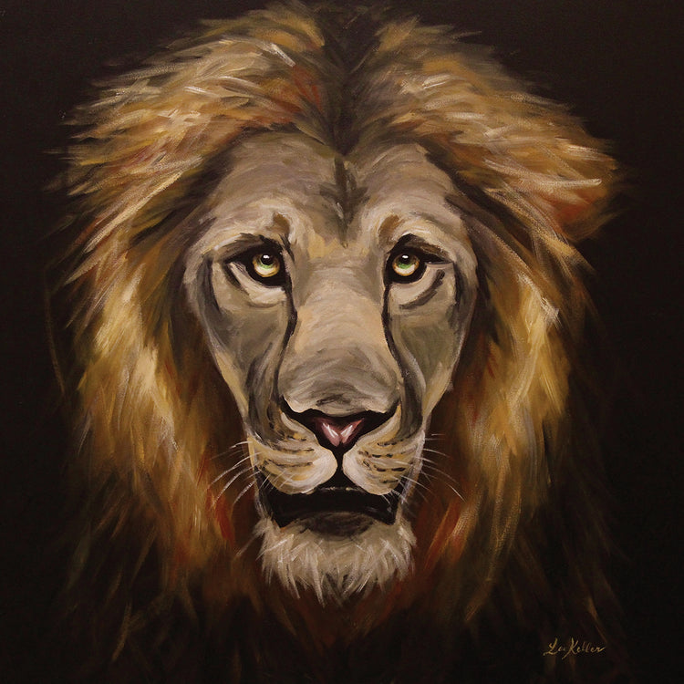 Black Background Lion Painting