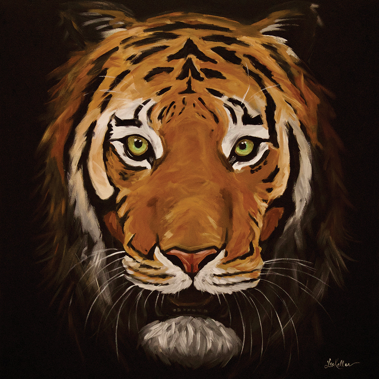 Black Background Tiger Painting