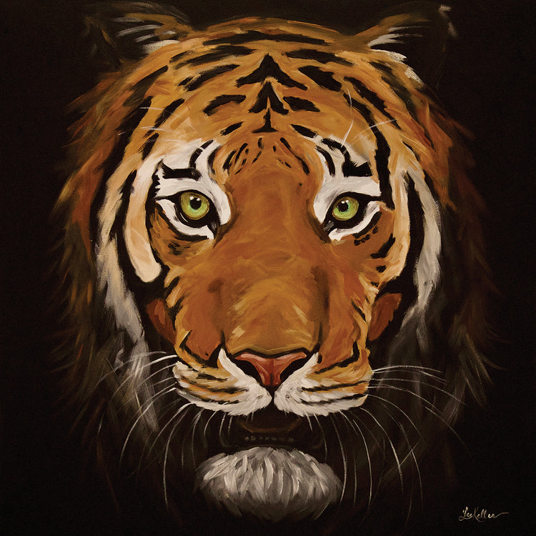 Black Background Tiger Painting