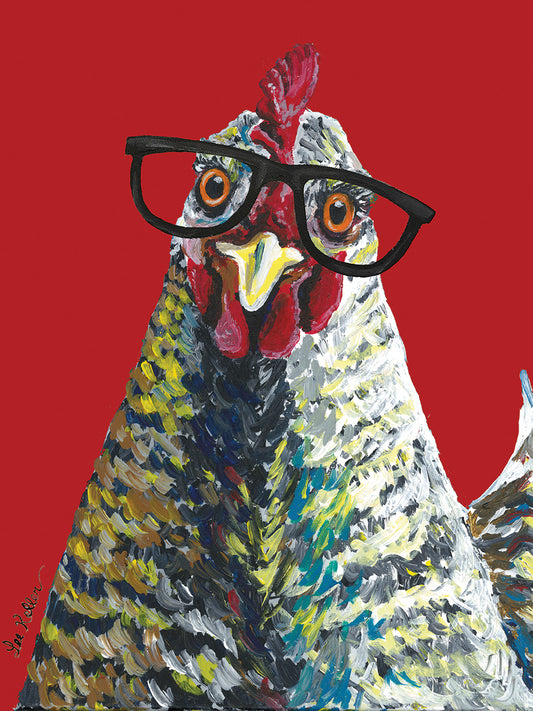Chicken Williaminia Glasses On Red Canvas Print
