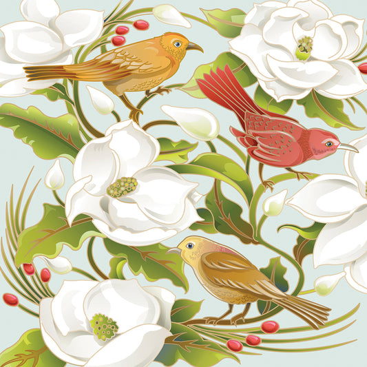 Birds - Magnolias Canvas Print