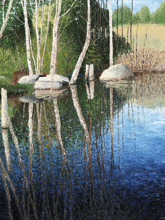 Reflections in a Blue Pond Canvas Art