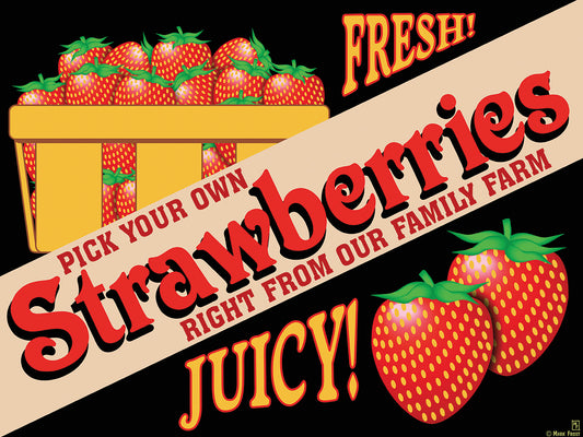 Strawberries Crate Label Canvas Print