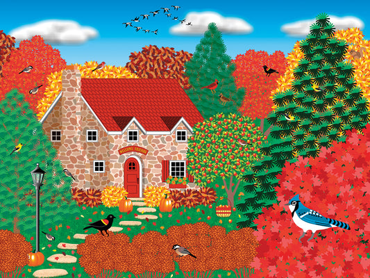 Stone Cottage Autumn Canvas Prints