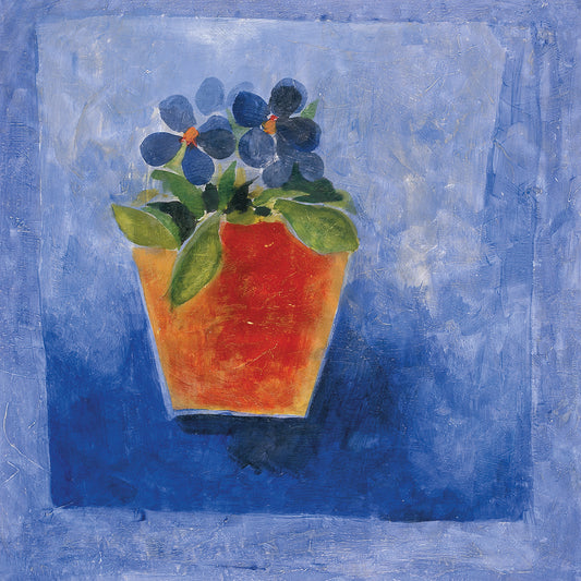 Abstract Blue Flowers in a Vase