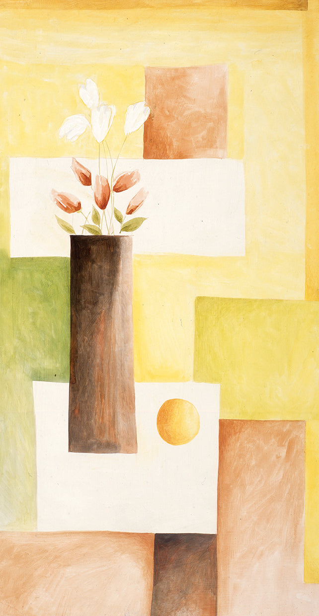 White and Pink Flowers on Brown Vase