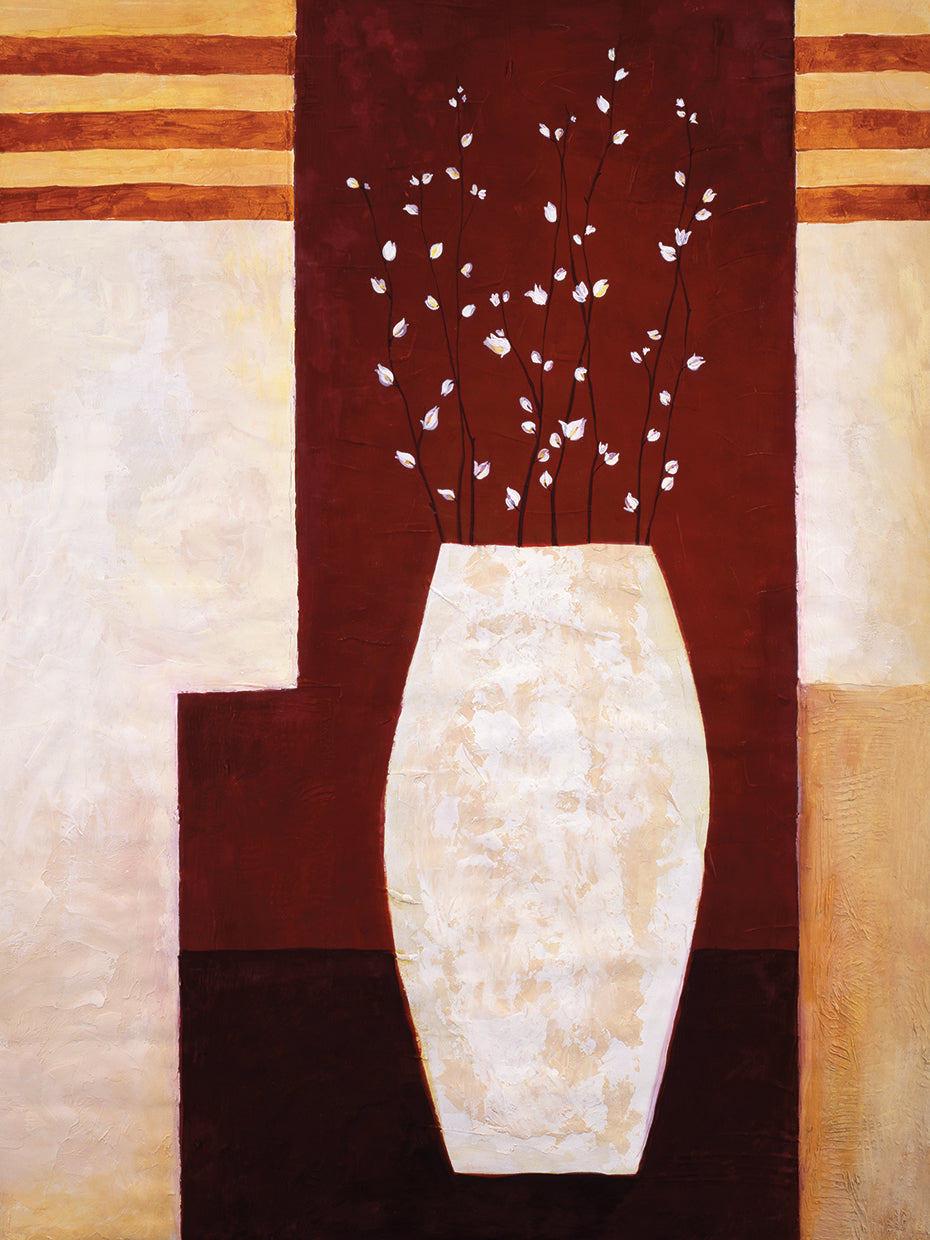 Abstract White Flowers on Vessel