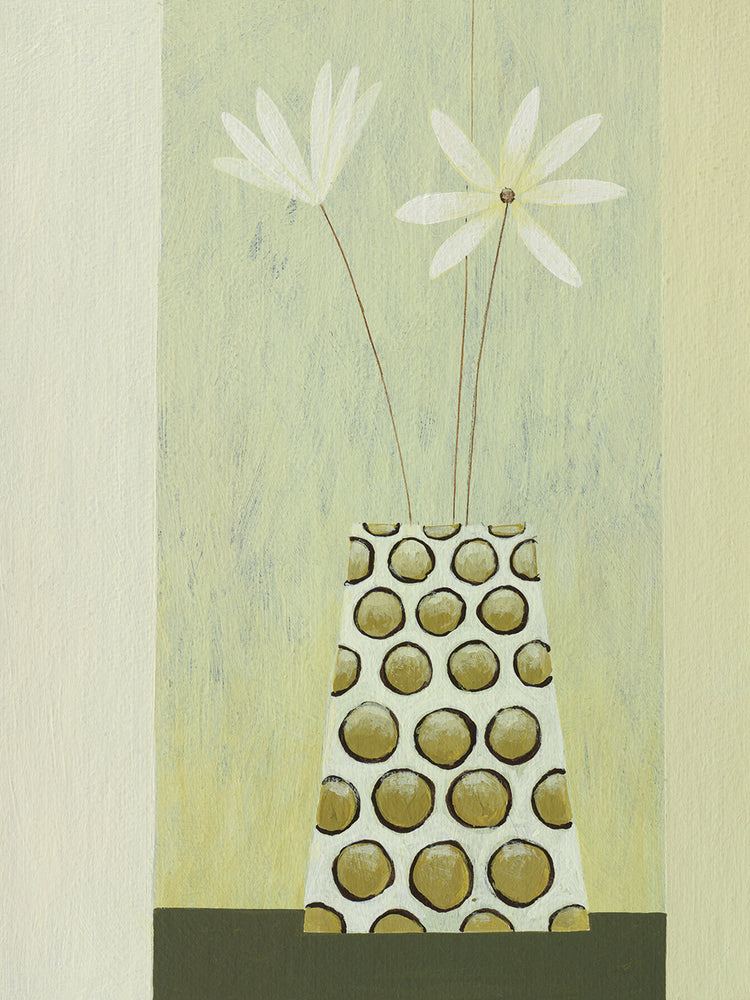 Dotted Vase with white Flowers # 4