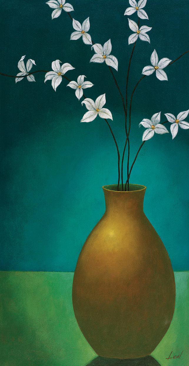 White Flowers on Vase Painting