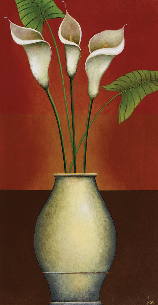 White Flowers on Gray Vase # 2 Canvas Print