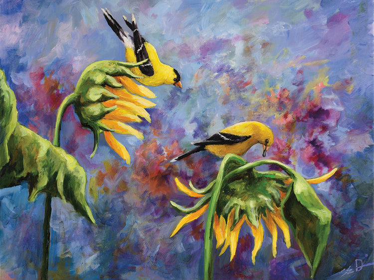 Finches with Sunflowers
