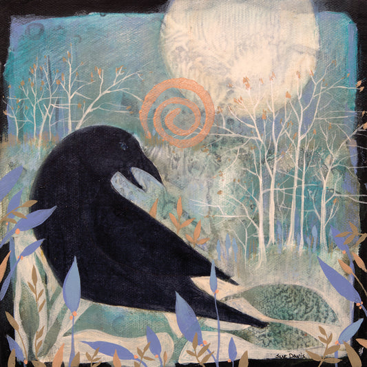 Crow and Moon Canvas Print