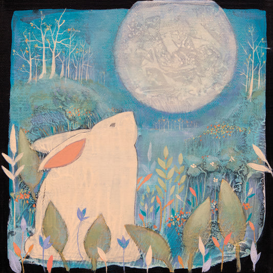 Rabbit and Moon Canvas Print