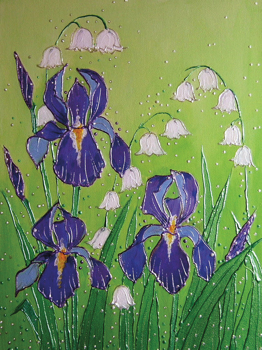 Iris And Canterbury Bells Canvas Art