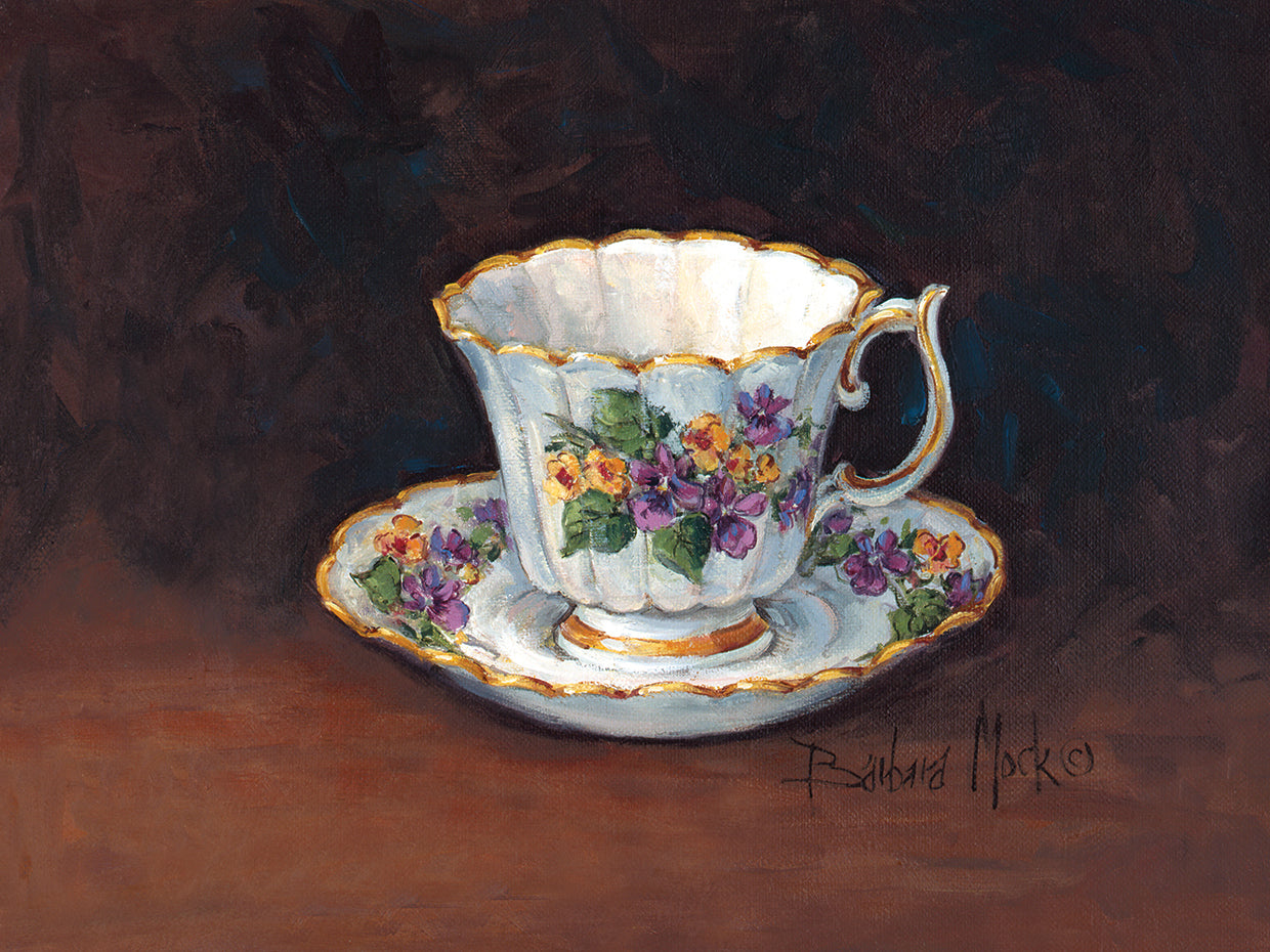 Arte de la lona de la taza de té del ramo de la viola