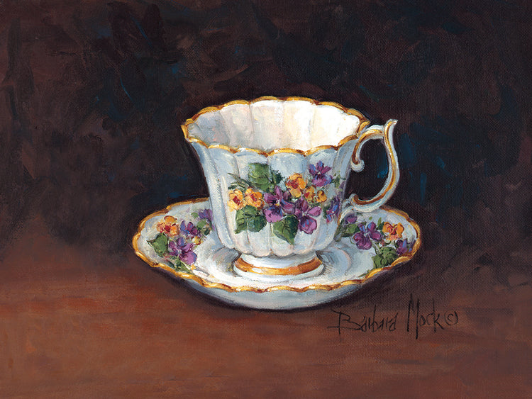 Arte de la lona de la taza de té del ramo de la viola