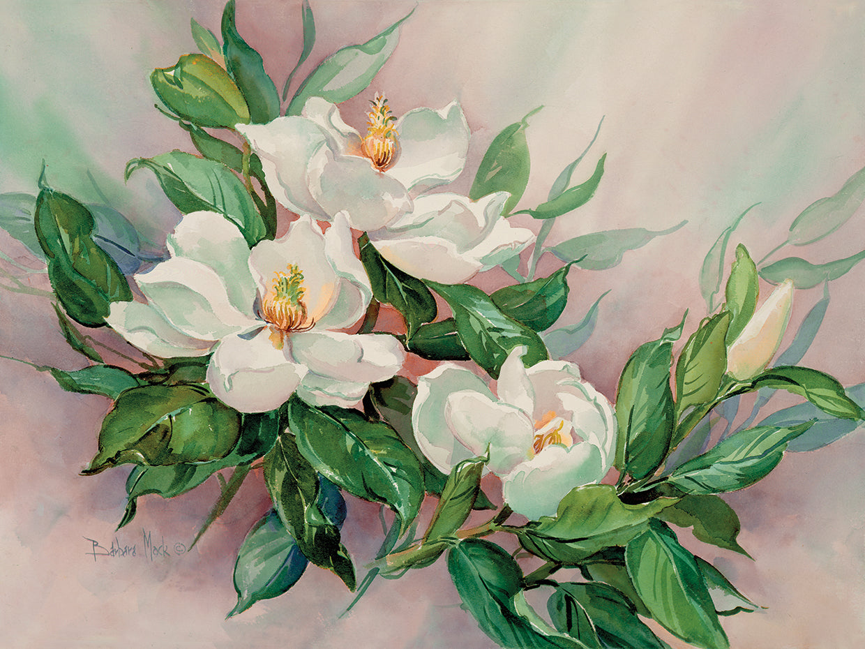 Arte de la lona de flores de magnolia