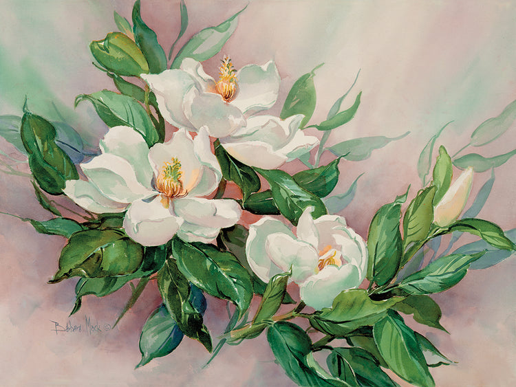 Arte de la lona de flores de magnolia