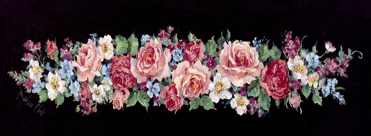 Roses on Black Panel