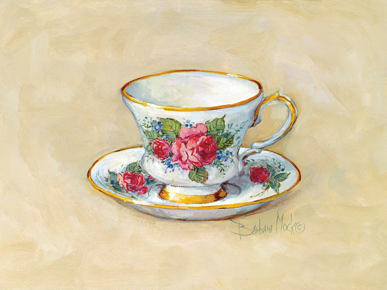Rose Teacup, beige bkg