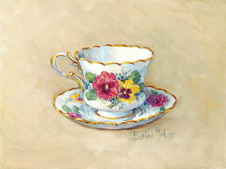 Pansy Teacup, beige bkg Lienzo