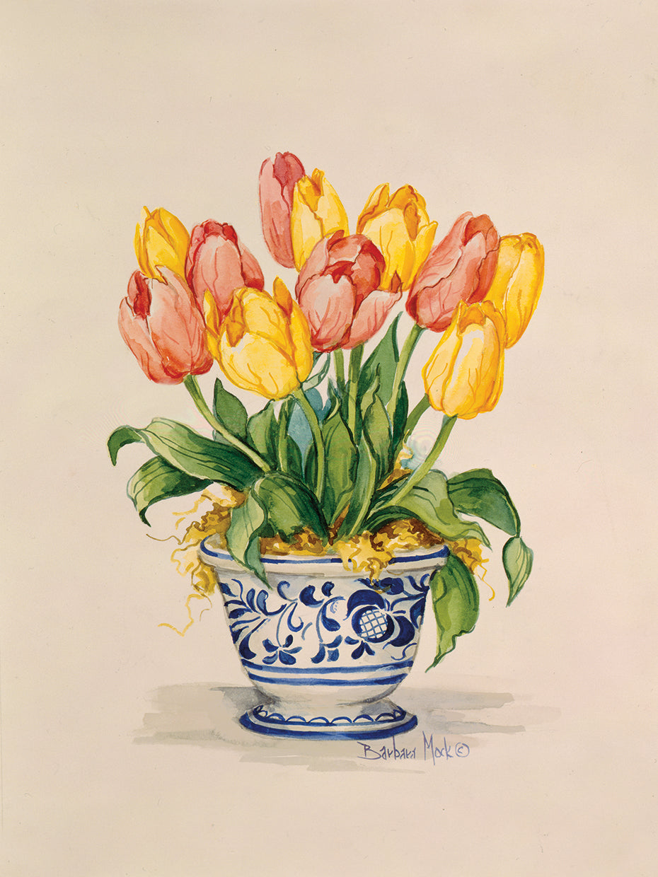 Blue and White Porcelain Tulips