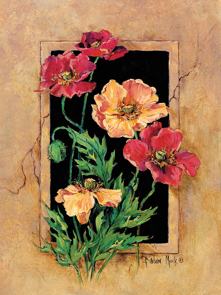 Arte en lienzo de amapolas enmarcadas