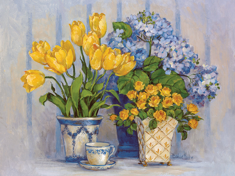 Arte de lienzo blanco azul