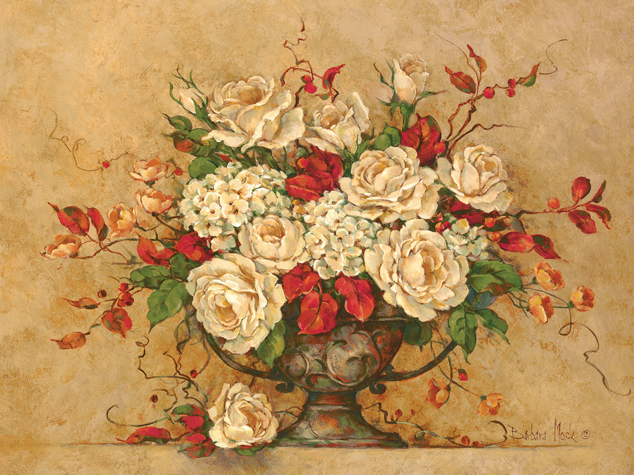 Arte de la lona de la urna de la rosa del otoño