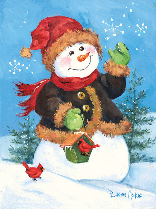 Fur Coat Snowman Canvas Art