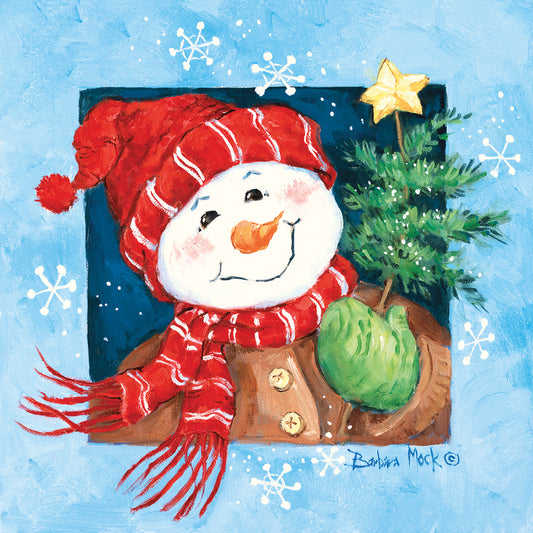 Red Hat Snowman Canvas Art