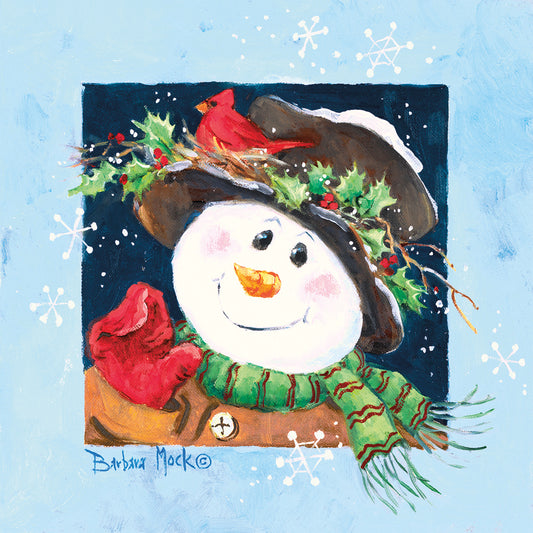 Holly Hat Snowman Canvas Art