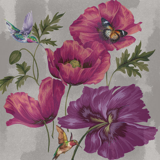 Poppies & Hummers Canvas Art
