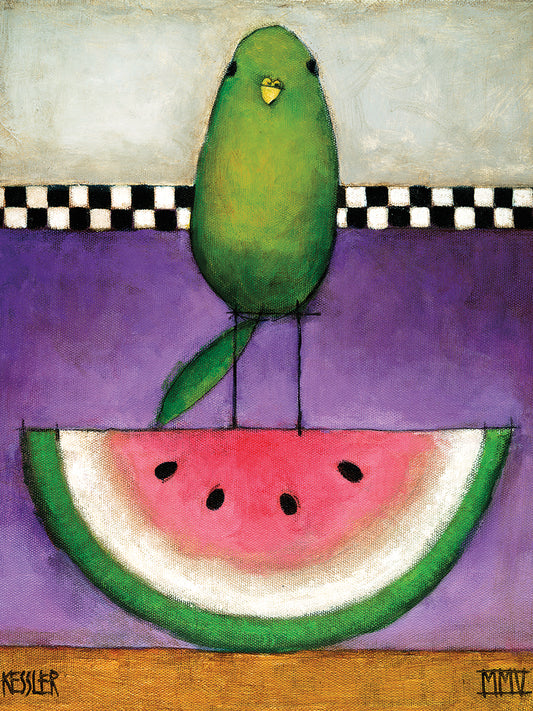 Watermelon Bird Canvas Art