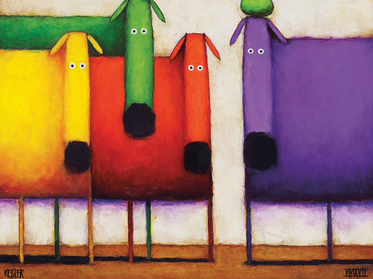 Arte de la lona de los perros del arco iris II