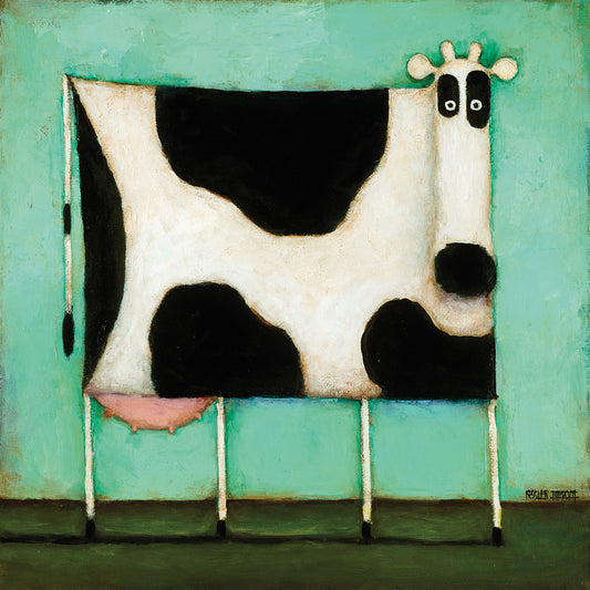 Turquoise Cow Canvas Art