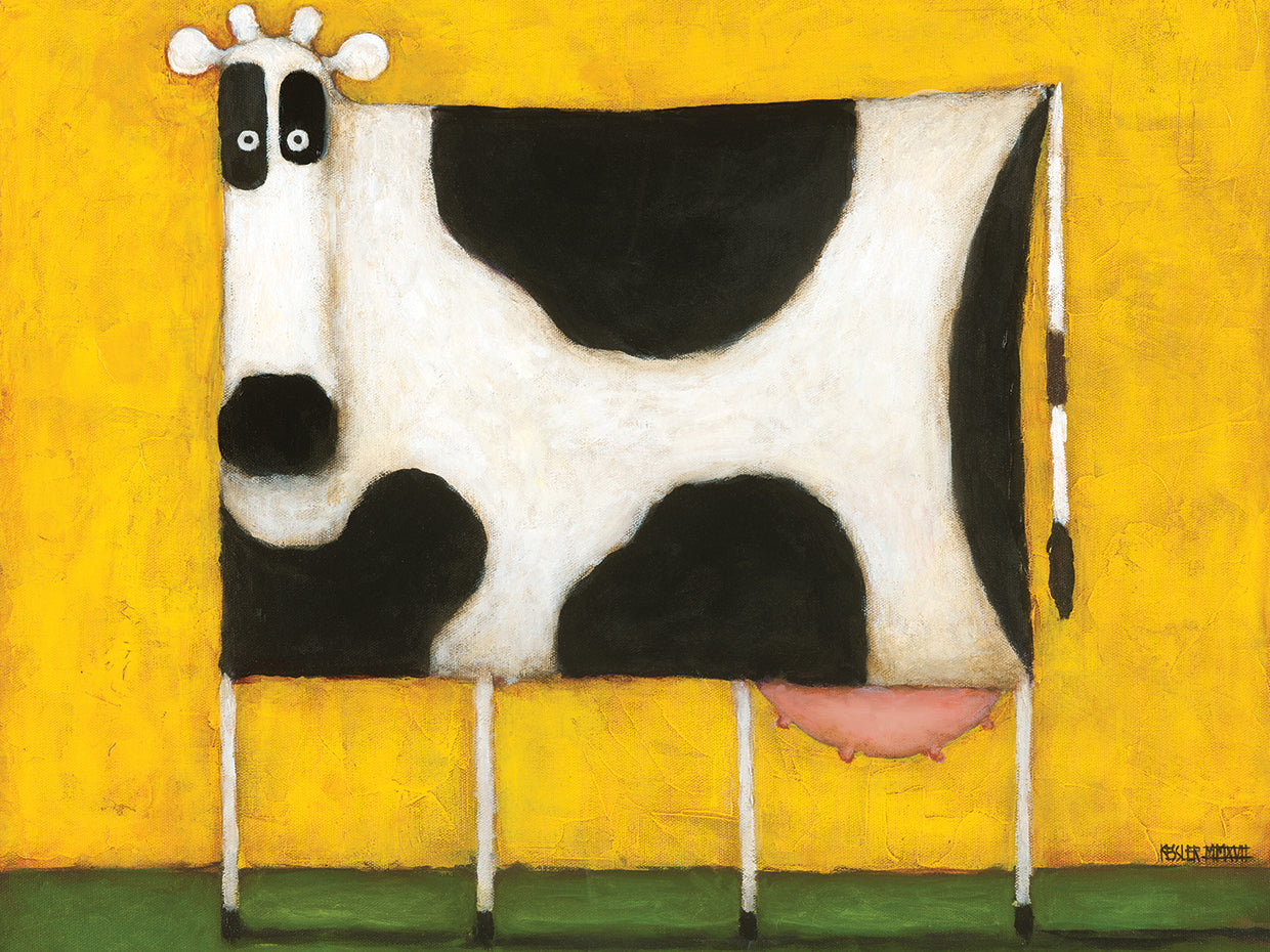 Arte de lienzo de vaca amarilla