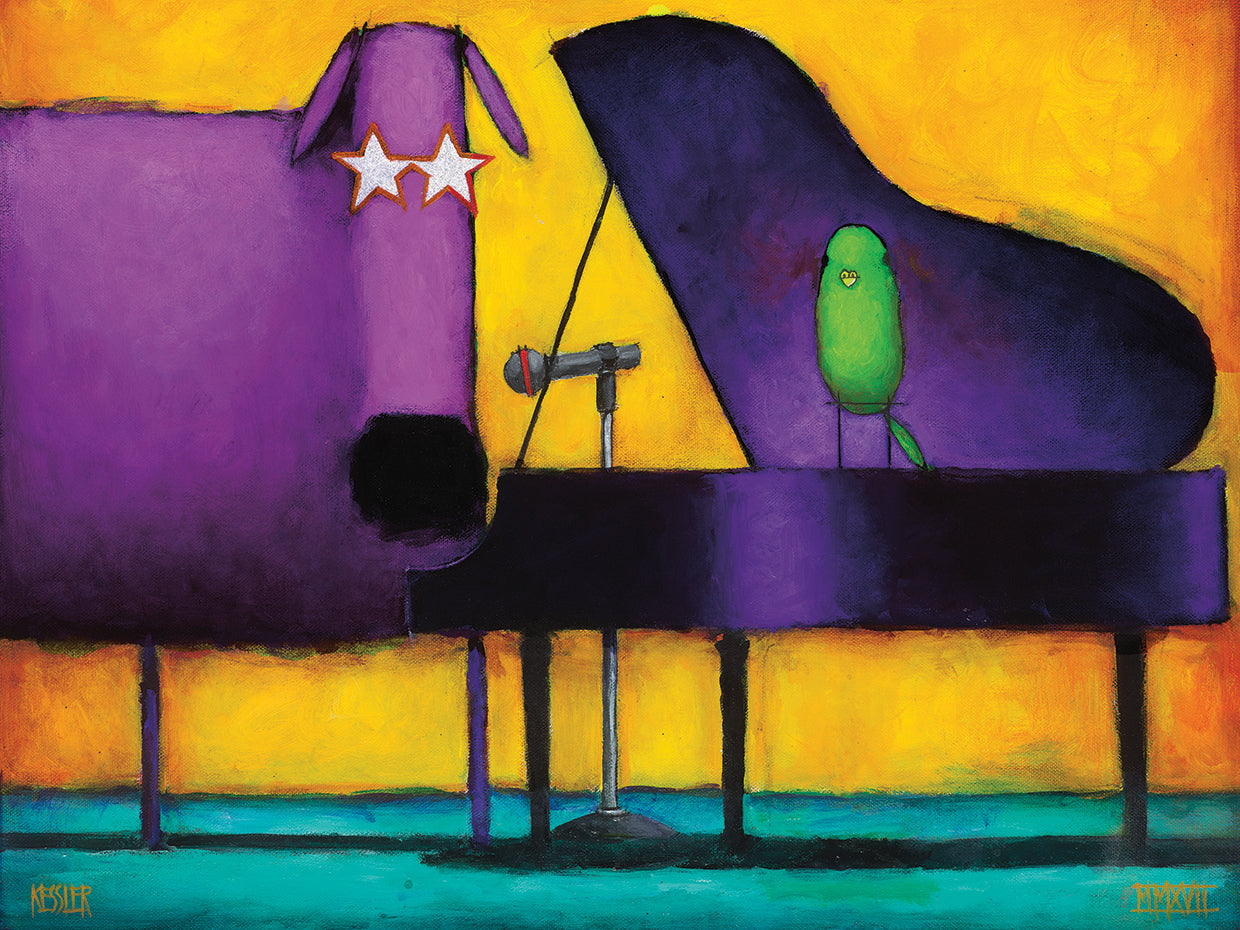 Arte de la lona del perro del Glam del piano
