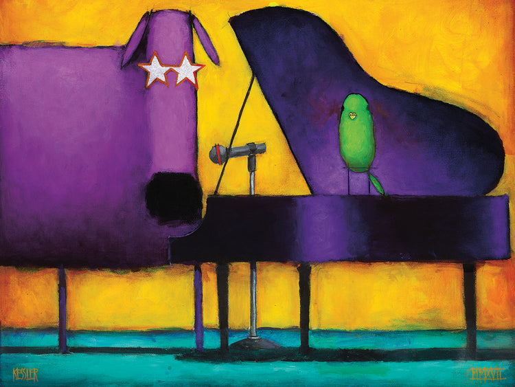 Arte de la lona del perro del Glam del piano