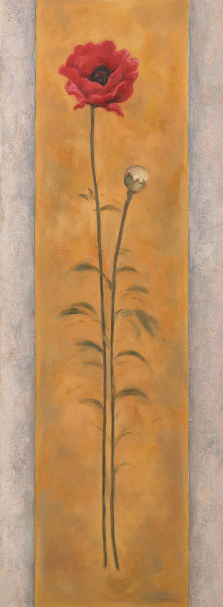 Tall Red Poppy W/Bud Right