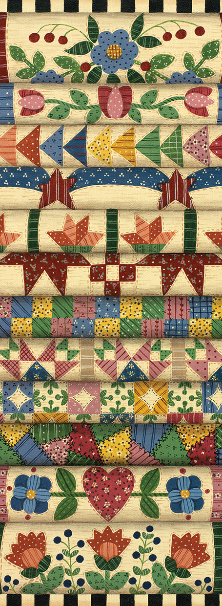 Stack Of Quilts With Light Green Border 2