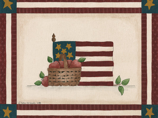 Flag With Basket Of Apples