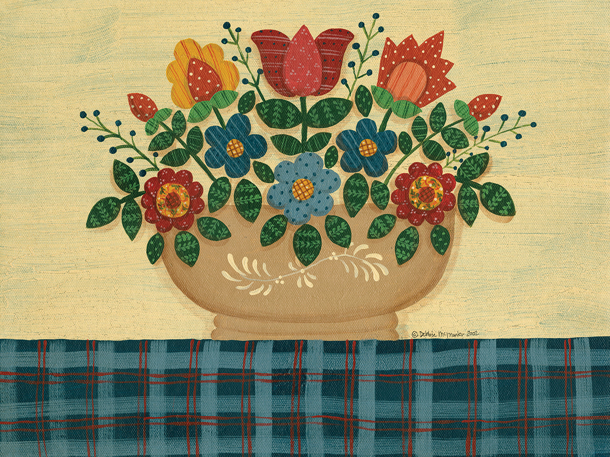 Multi-Colored Flowers With Dark Blue Tablecloth